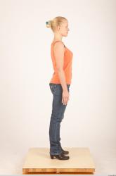 Whole Body Woman White Casual Slim Female Studio Poses